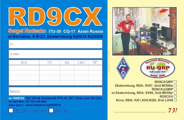 RD9CX QSL back side